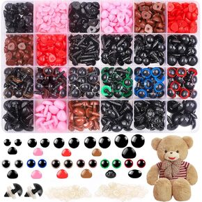 Safety Eyes for Crochet & Amigurumi, 1100PCS Plastic Safety Eyes with Washers, Assorted Sizes 6–14mm, Secure Fit Eyes for DIY Plush Dolls, Stuffed Animals & Handmade Crafts in Kuwait