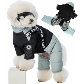 بدلة ثلج مقاومة للماء لكامل الجسم مع حزام، سترة عاكسة للكلاب الصغيرة والمتوسطة (أحمر، الطول: الصدر 16.9 بوصة، الطول: 12.6 بوصة) in Kuwait