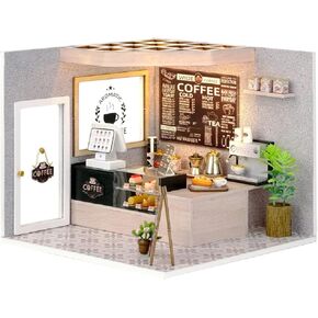 طقم منزل مصغر من Flever DIY، طقم منزلي صغير مع ضوء LED، مجموعات حرفية لبناء منزل صغير للبالغين والمراهقين، هدية إبداعية لديكور المنزل للعائلة/الأصدقاء (مقهى على مهل) in Kuwait