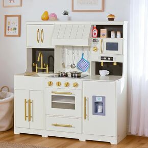 مجموعة لعب المطبخ للأطفال مع أضواء وأصوات واقعية، لعبة مطبخ خشبية مطورة بتصميم عصري مع مناطق لعب كاملة، لعبة تعليمية هدية للأولاد والبنات من عمر 3 سنوات فما فوق in Kuwait