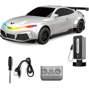Remote Control Car, 2.4GHz 1:16 TypeC New Energy Sports Car with Charging Post, Automatic Parking, LED Lights and Music, Hobby RC Car Gift for Adults Teen in Kuwait