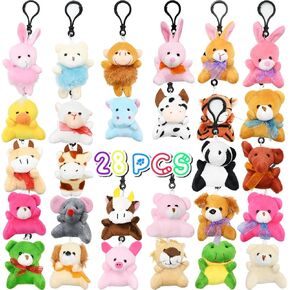 LUKBERA 28 Packs Plush Animals Keychain, Stuffed Animals Keychain Toys for Valentine's Day Easter Egg Fillers Classroom Exchange Gifts Goodie Bag in Kuwait