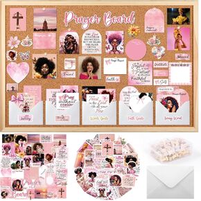 Black Women Prayer Board Kit - Vemfare 162 Pcs Prayer Board Stickers Supplies with Pins Envelope Bible Verse Quotes Cards, Pink Scrapbook Stickers, Bible Study Supplies for Women (Not Cork Board) in Kuwait