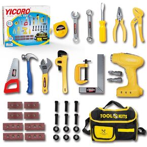 مجموعة أدوات الأطفال - 36 قطعة مجموعة أدوات للأطفال الصغار مع مثقاب كهربائي، أدوات لعب التظاهر للأطفال الذين تتراوح أعمارهم بين 3،4،5،6،7،8 سنوات، ألعاب للأولاد in Kuwait