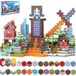 150PCS Magnetic Building Blocks with 31 Nature Designs - Water, Grass, Lava, Rock, STEM Toy for Kids Ages 3-12 in Saudi Arabia