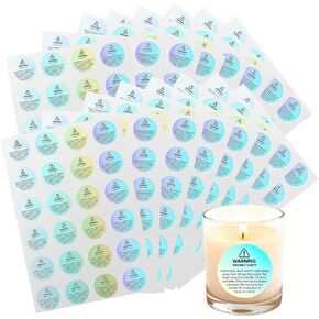 600Pcs Candle Warning Labels 1.18 Inch Waterproof Candle Stickers Self-Adhesive Candle Lables for Candle Making Supplies Wax Melt Containers for DIY Jars Tins Votives Glasses in Saudi Arabia
