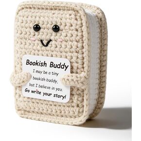 Emotional Support Crochet Plush Book with Encouragement Card- Gifts for friends women, Friends, Teachers & Students. Perfect for Office Stress Relief, Reading Nook Decor, and Thank You Gifts. in Saudi Arabia