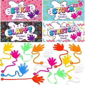 JOYIN 28 Packs Sticky Hands with Card Headers for Kids Party Favor, Classroom Exchange Prizes, Valentine’s Greeting Cards, Valentine Party Favors, Valentine Exchange Gifts in Kuwait