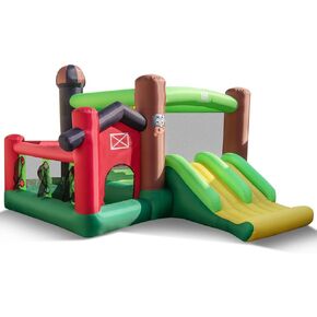 HONEY JOY Inflatable Bounce House, Farm Themed Bouncy House for Kids Indoor Outdoor, Double Slides, Ground Stakes, Toddler Bounce House for Backyard(Without Blower) in Kuwait