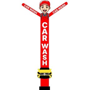 رجل أنبوب راقص قابل للنفخ لغسيل السيارات بطول 20 قدمًا مع علامة سيارة | دمية ملفتة للنظر مقاومة للعوامل الجوية للإعلان في الهواء الطلق وتعزيز أعمال غسيل السيارات (بدون منفاخ) (أحمر) in Kuwait