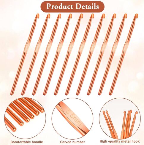 10 Pcs Aluminum Crochet Hooks 5.5 mm Crochet Hook, Knitting Needles for Yarn Orange Smooth Crochets Needles for Beginners in Saudi Arabia