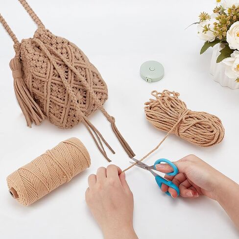 طقم حقيبة دلو من WEBEEDY DIY Macrame برباط من Macrame مع حبل قطني 3 مم × 142 ياردة وفيديو تعليمي، مجموعة محفظة Boho Macrame حقيبة يد Macrame للبالغين المبتدئين هدية مصنوعة يدويًا (قهوة) in Kuwait