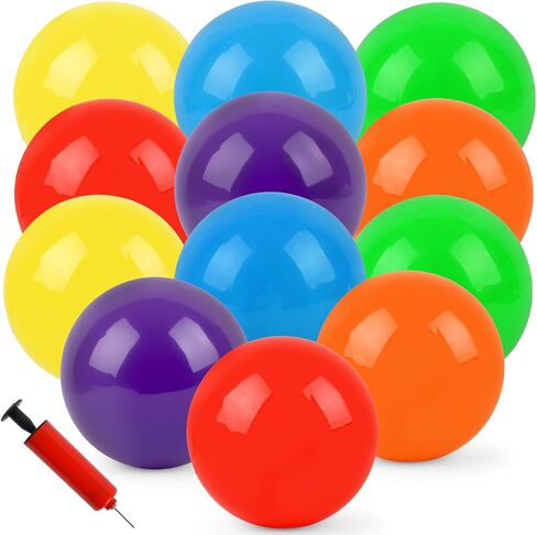12Pcs Bouncy Balls,8.5Inch Dodgeballs for Park,Pool,Beach,etc.Inflatable Playground Balls with Hand Air Pump-Indoor/Outdoor Parties and Festivals in Saudi Arabia