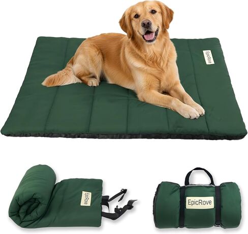 RovePad Trail Dog Bed Mat 43"x27" – Waterproof Non Slip Outdoor Travel Mat for Camping & Car – Silent Peachskin Roll-Up Pad for Medium & Large Dogs, Machine Washable in Saudi Arabia