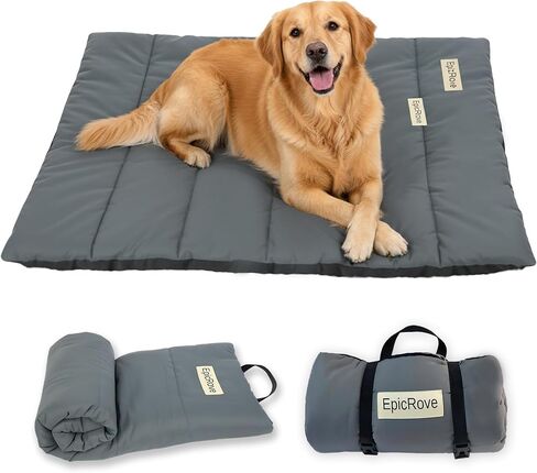 RovePad Trail Dog Bed Mat 43"x27" – Waterproof Non Slip Outdoor Travel Mat for Camping & Car – Silent Peachskin Roll-Up Pad for Medium & Large Dogs, Machine Washable in Saudi Arabia