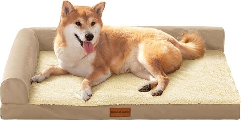 Patas Lague Orthopedic XL Dog Bed Large Sized Dog 42''X28'', Waterproof L Bolster Big Large Pet Sofa Beds with Removable Washable Cover, Soft Comfortable Pet Couch Crate Mat with Nonskid Bottom, Pink in Saudi Arabia
