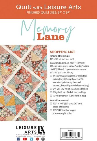 Leisure Arts Memory Lane Modern Quilting Pattern in Saudi Arabia