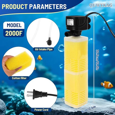 Fish Tank Pump And Filtration System 40-150 Gallon water Tank Fish Tank Filter With Wave Generator Oxygenation Circulation, 320 Gph 4-In-1 Water Tank Power Filter, Multi Stage Filtration 110 V 60 Hz in Saudi Arabia