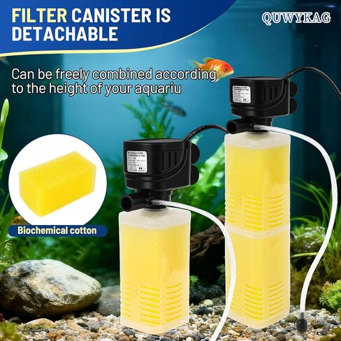 Fish Tank Pump And Filtration System 40-150 Gallon water Tank Fish Tank Filter With Wave Generator Oxygenation Circulation, 320 Gph 4-In-1 Water Tank Power Filter, Multi Stage Filtration 110 V 60 Hz in Saudi Arabia