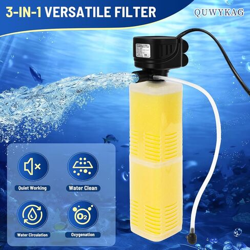 Fish Tank Pump And Filtration System 40-150 Gallon water Tank Fish Tank Filter With Wave Generator Oxygenation Circulation, 320 Gph 4-In-1 Water Tank Power Filter, Multi Stage Filtration 110 V 60 Hz in Saudi Arabia