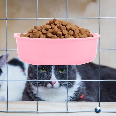 وعاء بلاستيكي معلق للحيوانات الأليفة من VALICLUD للقطط والكلاب، طعام للسفر ومغذي للمياه، طبق تغذية صغير الحجم للجرو والقطط الوردي لمرفق الناقل in Kuwait