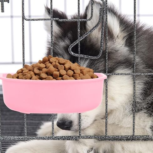 وعاء بلاستيكي معلق للحيوانات الأليفة من VALICLUD للقطط والكلاب، طعام للسفر ومغذي للمياه، طبق تغذية صغير الحجم للجرو والقطط الوردي لمرفق الناقل in Kuwait