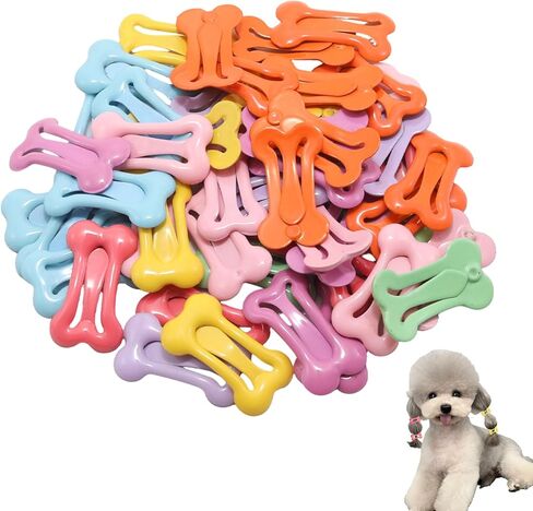 50 قطعة من مشابك الشعر الصغيرة مقاس 1 بوصة للكلاب، مشابك شعر على شكل عظمة متعددة الألوان، مشابك لطيفة للحيوانات الأليفة لإكسسوارات الكلاب والجراء (نقطة) in Kuwait