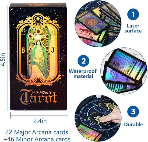 Tarot Cards Set for Beginners with Guide Book - Include 7 Chakra Stones, 1 Deck of 78 Cards, Manual, 2 Card Holders, Pendulum Board, Spirit Pendulum, Hand Bell, Bag, Tarot Journal, Cloth (pink) in Saudi Arabia