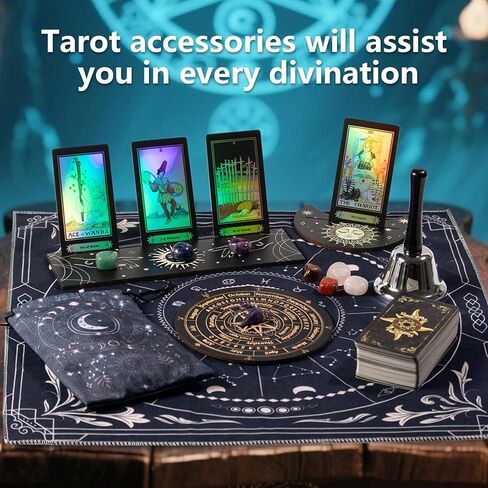 Tarot Cards Set for Beginners with Guide Book - Include 7 Chakra Stones, 1 Deck of 78 Cards, Manual, 2 Card Holders, Pendulum Board, Spirit Pendulum, Hand Bell, Bag, Tarot Journal, Cloth (pink) in Saudi Arabia