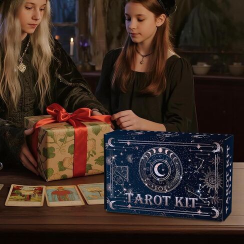 Tarot Cards Set for Beginners with Guide Book - Include 7 Chakra Stones, 1 Deck of 78 Cards, Manual, 2 Card Holders, Pendulum Board, Spirit Pendulum, Hand Bell, Bag, Tarot Journal, Cloth (pink) in Saudi Arabia