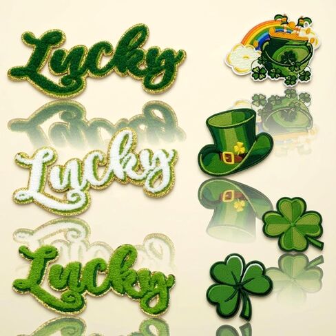 7 Pcs St. Patrick's Day Self Adhesive Iron on Patches Irish Themed Chenille Patches Sew on St. Patrick's Day DIY Embroidered Shamrock Decor for Clothing T-Shirt, Backpacks Hats Jackets in Saudi Arabia