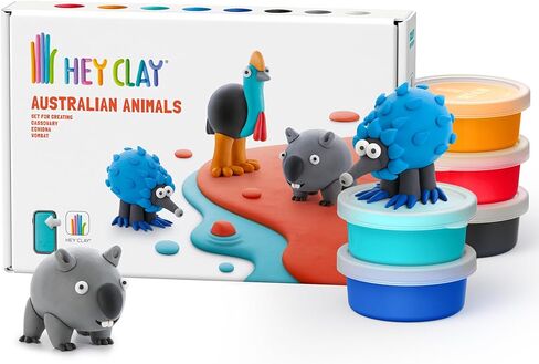 الطين الجاف بالهواء الملون من HEY CLAY للأطفال، 6 علب مع تطبيق تعليمات تفاعلية ممتعة - أنشطة الأطفال بعمر 3 سنوات فما فوق (قوس قزح وحيد القرن: ساطع، غائم، سباركي) in Kuwait