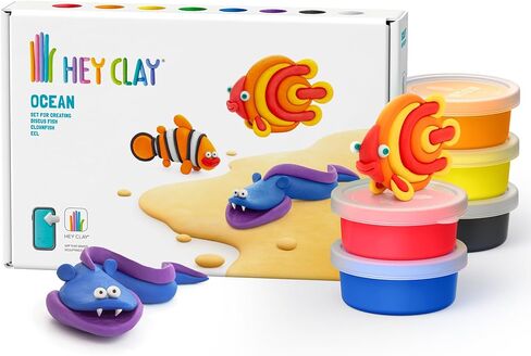الطين الجاف بالهواء الملون من HEY CLAY للأطفال، 6 علب مع تطبيق تعليمات تفاعلية ممتعة - أنشطة الأطفال بعمر 3 سنوات فما فوق (قوس قزح وحيد القرن: ساطع، غائم، سباركي) in Kuwait