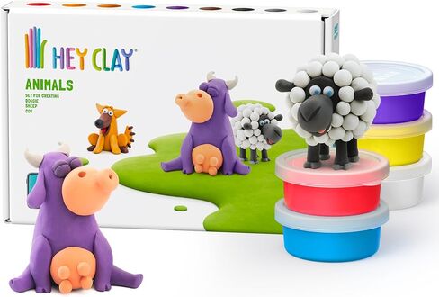 الطين الجاف بالهواء الملون من HEY CLAY للأطفال، 6 علب مع تطبيق تعليمات تفاعلية ممتعة - أنشطة الأطفال بعمر 3 سنوات فما فوق (قوس قزح وحيد القرن: ساطع، غائم، سباركي) in Kuwait