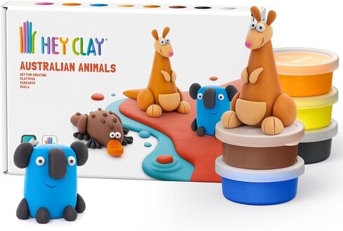 الطين الجاف بالهواء الملون من HEY CLAY للأطفال، 6 علب مع تطبيق تعليمات تفاعلية ممتعة - أنشطة الأطفال بعمر 3 سنوات فما فوق (قوس قزح وحيد القرن: ساطع، غائم، سباركي) in Kuwait