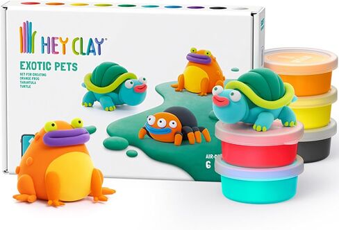الطين الجاف بالهواء الملون من HEY CLAY للأطفال، 6 علب مع تطبيق تعليمات تفاعلية ممتعة - أنشطة الأطفال بعمر 3 سنوات فما فوق (قوس قزح وحيد القرن: ساطع، غائم، سباركي) in Kuwait