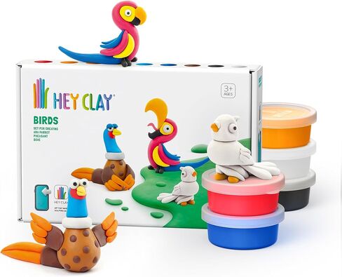 الطين الجاف بالهواء الملون من HEY CLAY للأطفال، 6 علب مع تطبيق تعليمات تفاعلية ممتعة - أنشطة الأطفال بعمر 3 سنوات فما فوق (قوس قزح وحيد القرن: ساطع، غائم، سباركي) in Kuwait