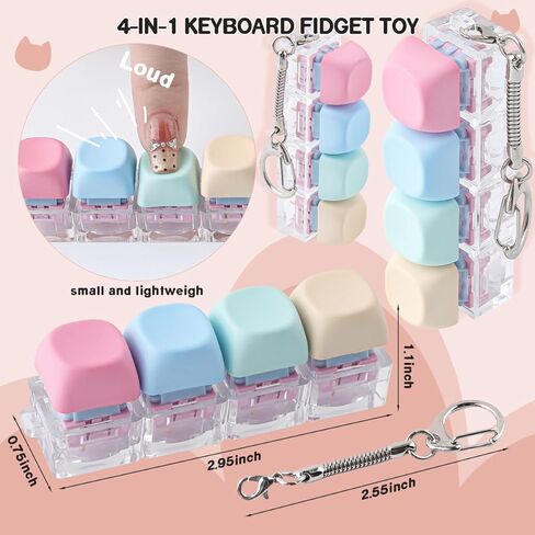 Hyekit 2 Pack Keyboard Fidget Toy - سلسلة مفاتيح كريمية لتخفيف التوتر - أغطية مفاتيح MOA مع ملمس مرضي للغاية، ألعاب تململ هادئة للبالغين، للتركيز على المكتب واضطراب فرط الحركة ونقص الانتباه in Kuwait