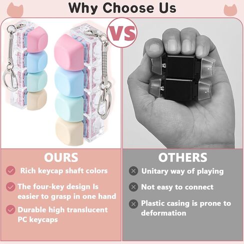 Hyekit 2 Pack Keyboard Fidget Toy - سلسلة مفاتيح كريمية لتخفيف التوتر - أغطية مفاتيح MOA مع ملمس مرضي للغاية، ألعاب تململ هادئة للبالغين، للتركيز على المكتب واضطراب فرط الحركة ونقص الانتباه in Kuwait