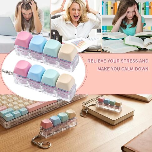 Hyekit 2 Pack Keyboard Fidget Toy - سلسلة مفاتيح كريمية لتخفيف التوتر - أغطية مفاتيح MOA مع ملمس مرضي للغاية، ألعاب تململ هادئة للبالغين، للتركيز على المكتب واضطراب فرط الحركة ونقص الانتباه in Kuwait