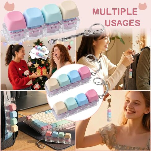 Hyekit 2 Pack Keyboard Fidget Toy - سلسلة مفاتيح كريمية لتخفيف التوتر - أغطية مفاتيح MOA مع ملمس مرضي للغاية، ألعاب تململ هادئة للبالغين، للتركيز على المكتب واضطراب فرط الحركة ونقص الانتباه in Kuwait