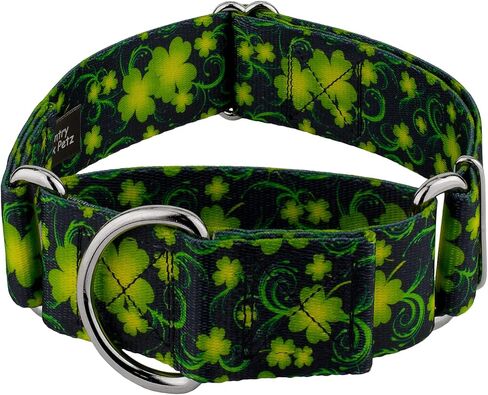 Country Brook Petz - طوق HossFit Jr Wide Martingale للكلاب - مجموعة الفخر الأيرلندية تتميز بتصميمات محظوظة (البرسيم في مهب الريح، كبير) in Kuwait