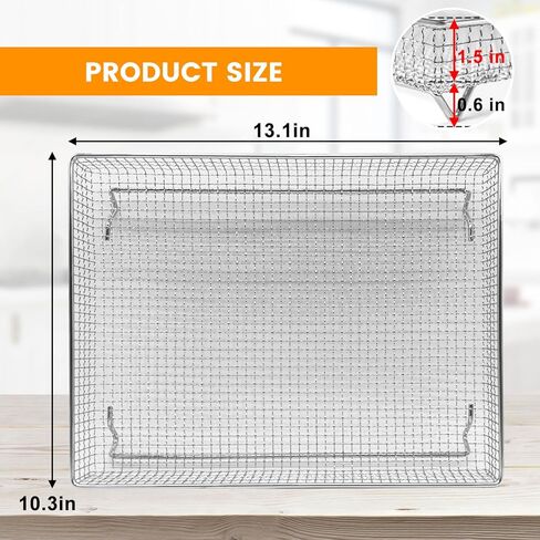 Air Fryer Basket Tray Replacement for Cuisinart TOA-95 Toaster Air Fryer Convection Oven, 14.5 * 11.6'' Non-stick Mesh Air Fryer Steel Basket Wire Rack Accessories Parts, Dishwasher Safe in Saudi Arabia