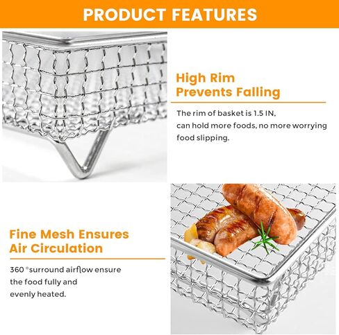 Air Fryer Basket Tray Replacement for Cuisinart TOA-95 Toaster Air Fryer Convection Oven, 14.5 * 11.6'' Non-stick Mesh Air Fryer Steel Basket Wire Rack Accessories Parts, Dishwasher Safe in Saudi Arabia