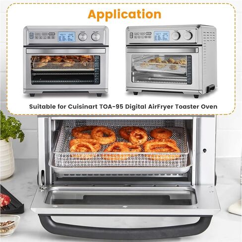 Air Fryer Basket Tray Replacement for Cuisinart TOA-95 Toaster Air Fryer Convection Oven, 14.5 * 11.6'' Non-stick Mesh Air Fryer Steel Basket Wire Rack Accessories Parts, Dishwasher Safe in Saudi Arabia
