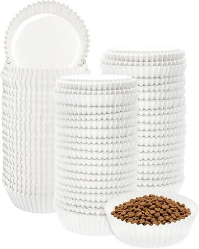 200 Pcs Pet Disposable Feeding Bowls,Cat Food Bowls Liner Small Paper Dish,Disposable Cat Plates Liner for Small Dogs Cats Wet/Dry Food Feeding, Feral Cat Feeding Station,4 x 1.2 Inch in Kuwait