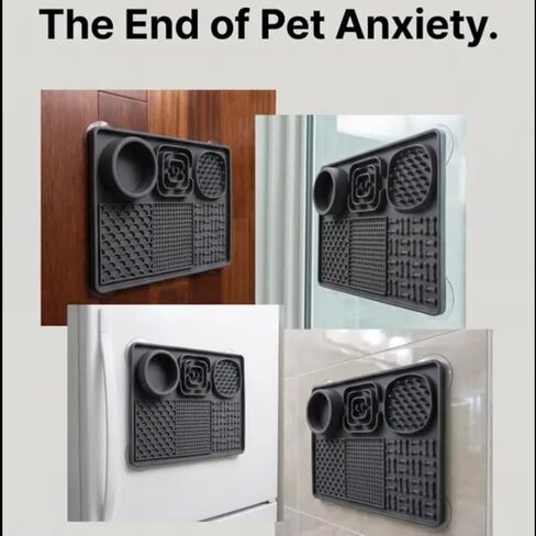 Silicone Dog & Cat Lick Mat with Suction Cups – Anxiety Relief, Slow Feeder, Enrichment Toy for Bath & Grooming (Grey) in Saudi Arabia