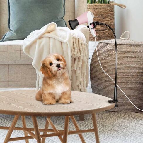Linkidea Hair Dryer Stand, 360 Degree Rotating Blow Dryer Holder Hands-Free, Gooseneck Bracket with Clamp Mount for Dog Cat Grooming Home Salon in Saudi Arabia