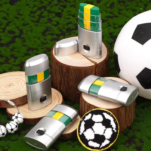 4pcs Sports Face Paint Stick, Safe Glare Blendable 3 Color Eye Face Paint for Football Soccer Softball Baseball Sports Theme Makeup for Adults Athletes Players (Green Yellow Green) in Saudi Arabia