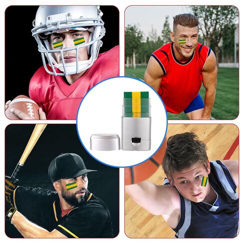 4pcs Sports Face Paint Stick, Safe Glare Blendable 3 Color Eye Face Paint for Football Soccer Softball Baseball Sports Theme Makeup for Adults Athletes Players (Green Yellow Green) in Saudi Arabia